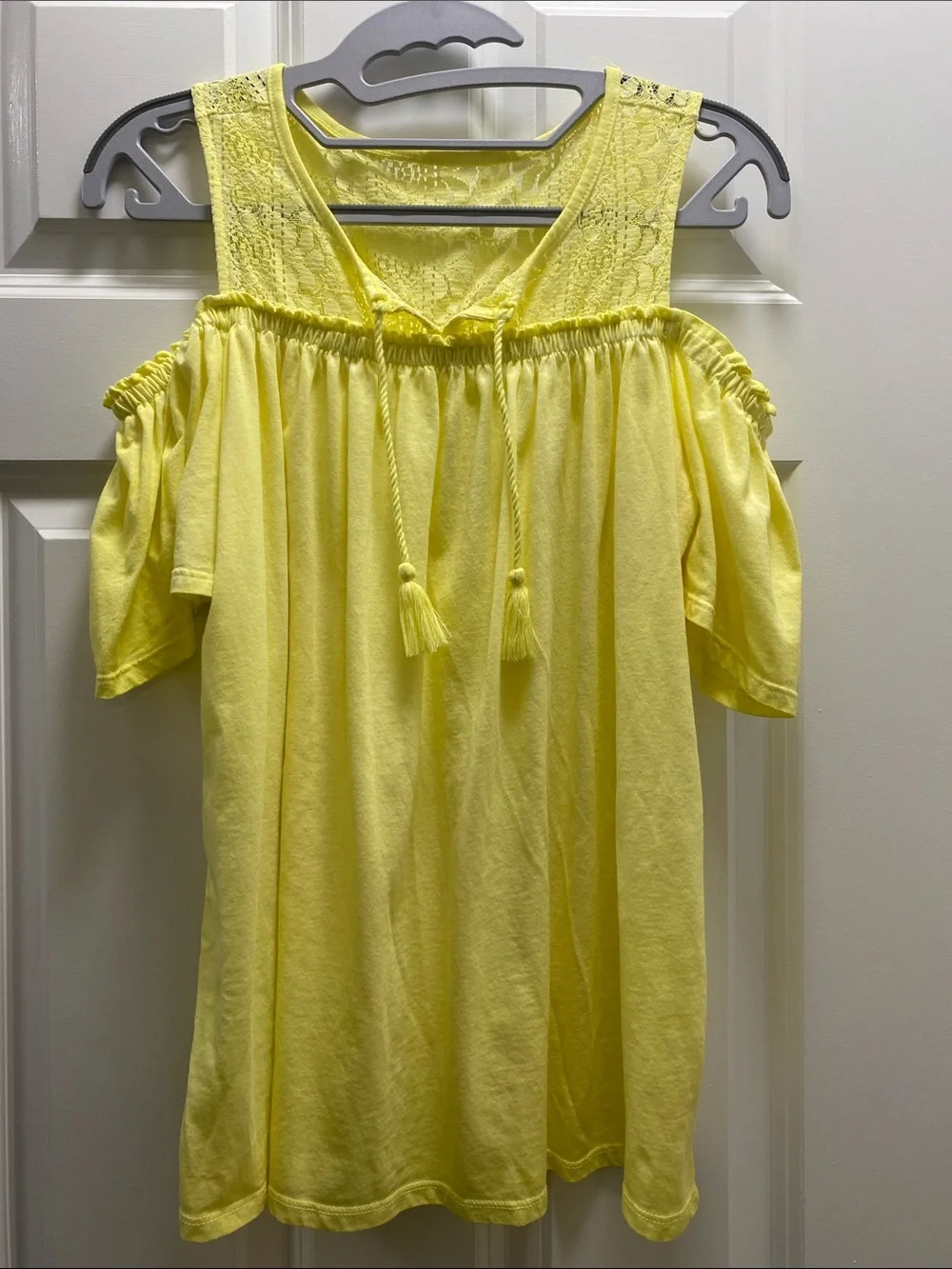 18 Plus Justice Bright Yellow Girls' juniors cold shoulder Top